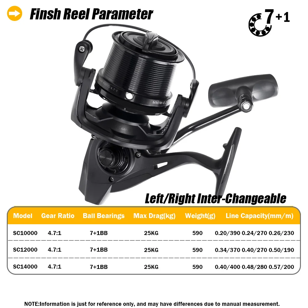 Carrete de pesca giratorio SAMOLLA vista lateral