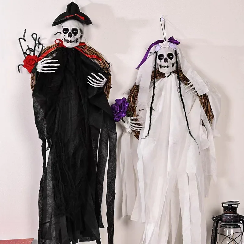 Guirnalda de ratán Halloween con colgante de esqueleto y fantasma - imagen 5