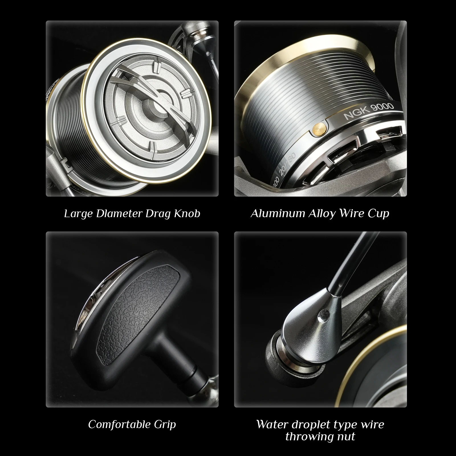NGK Carrete de Pesca Aluminio 4.8:1 17+1BB Serie 8000-14000 - imagen 5