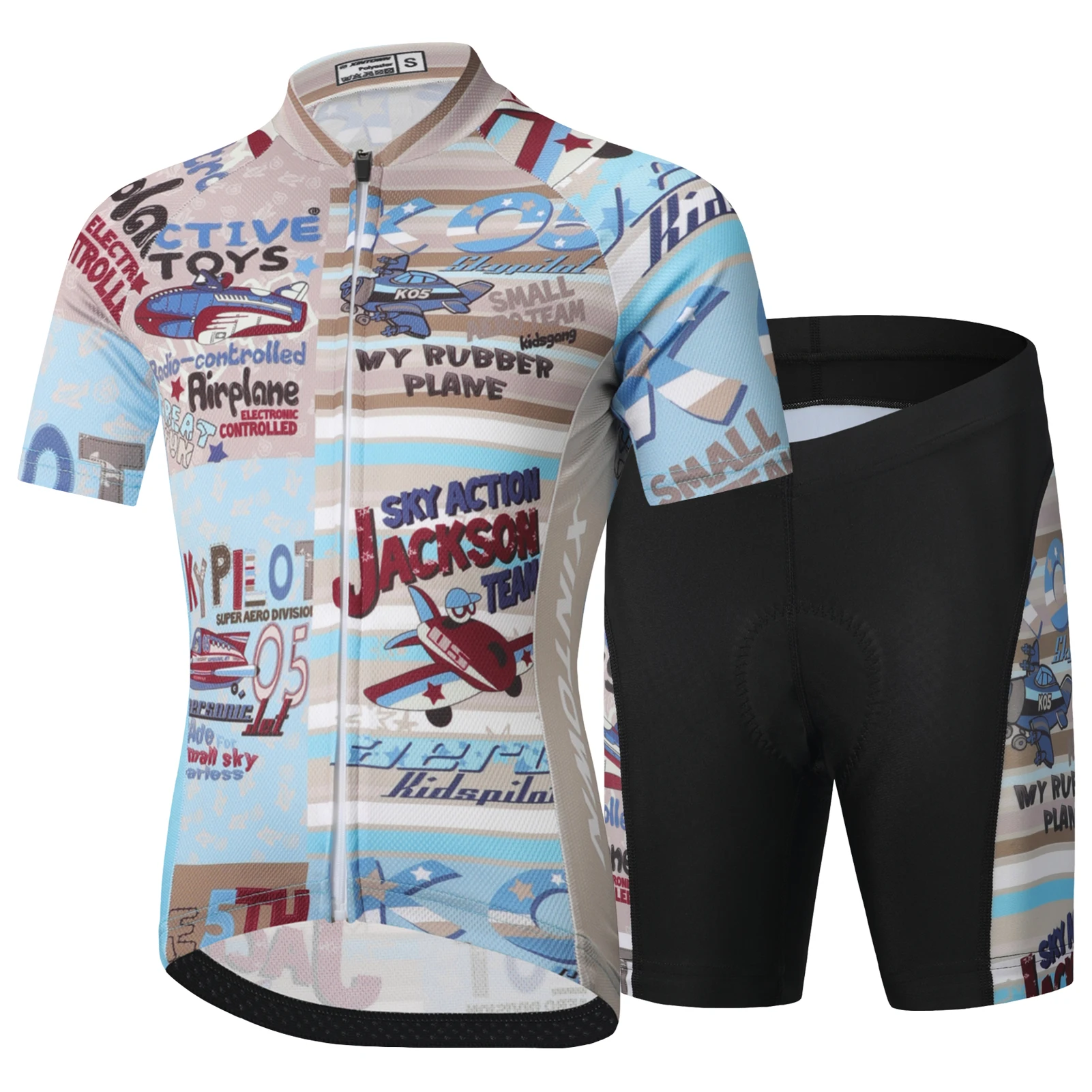 Ropa de pesca transpirable infantil: camiseta y short con cojín 3D