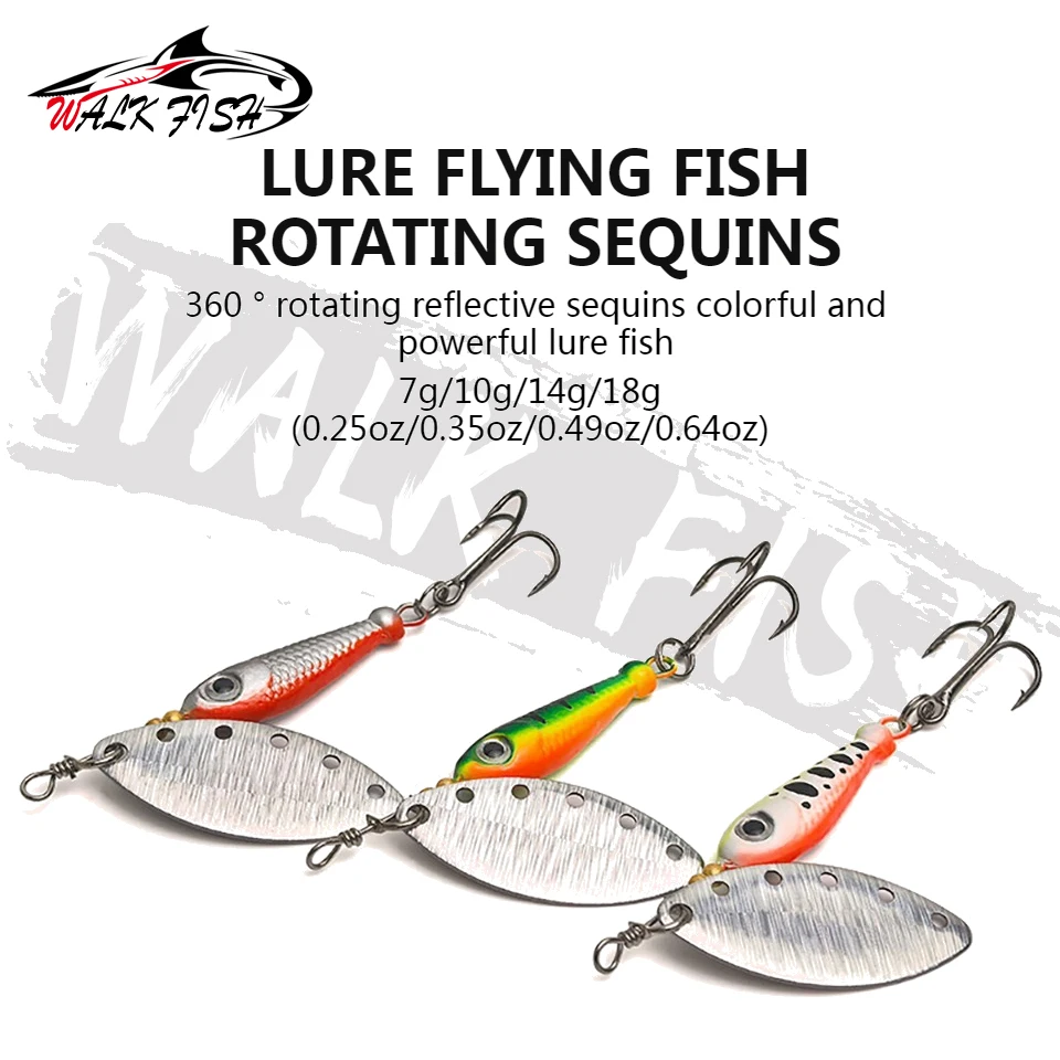 WALK FISH Cuchara giratoria metálica con anzuelos triples oscilantes - imagen 5