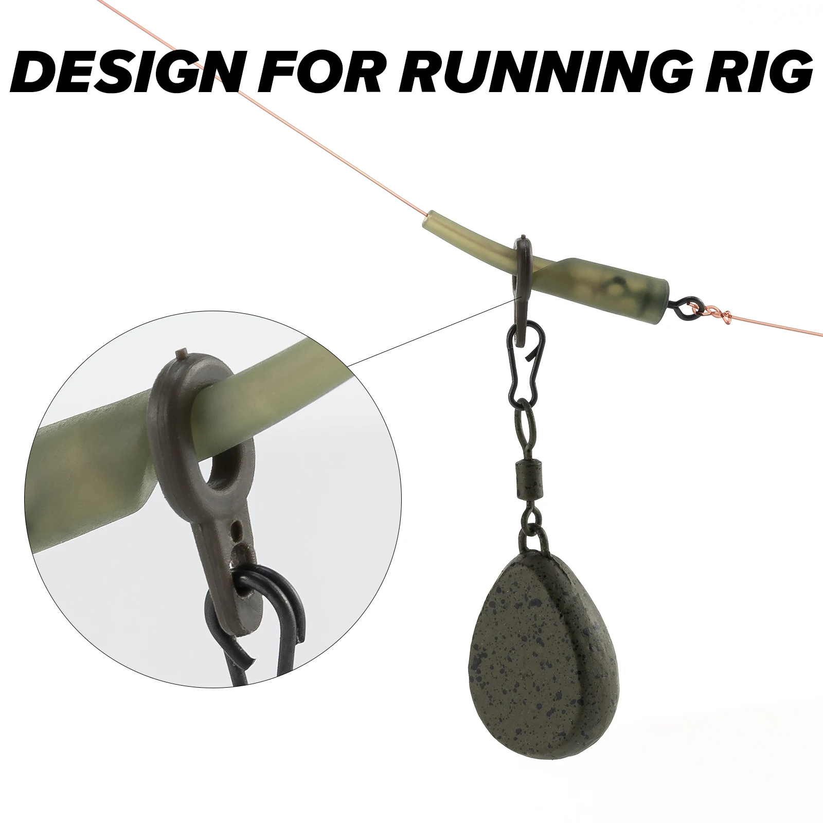 Anillos de aparejo para carpa con clips deslizantes y plomo helicóptero - imagen 2