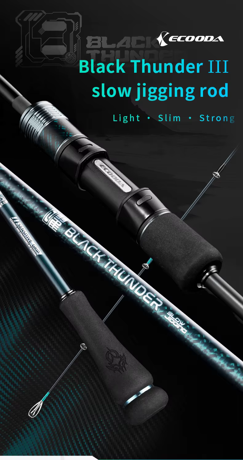 Caña de Jigging Lento Ecooda Black Thunder III – Alta Potencia - imagen 3