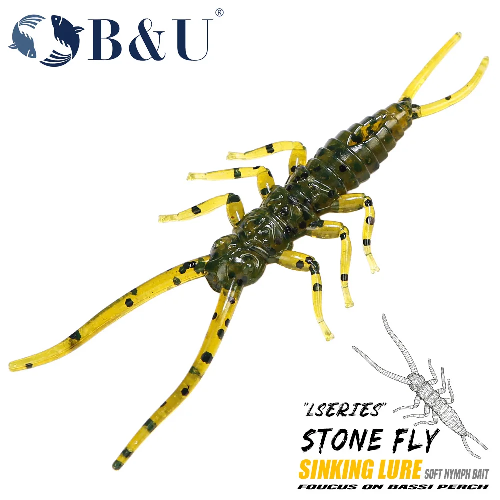 Vinilo Ninfa Stone Fly B&U para perca, trucha y lucioperca - imagen 5