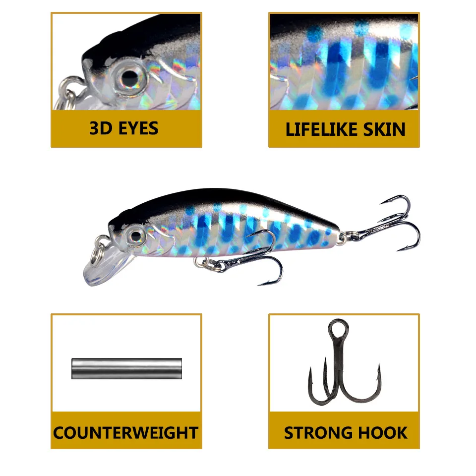 Laser Minnow Wobbler Hundible – Señuelo duro para mar, carpa y lubina - imagen 2