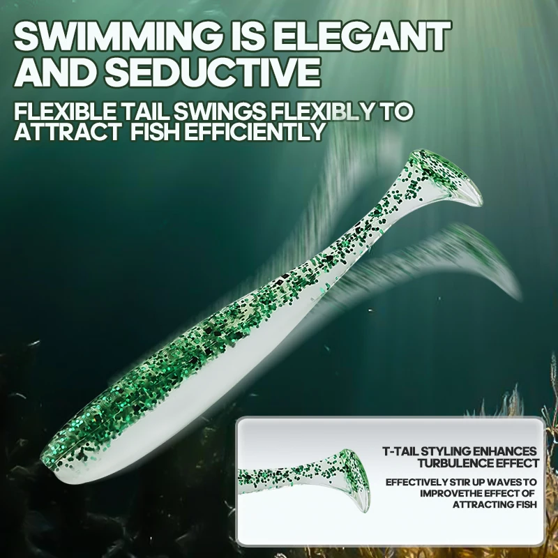 TAIYU señuelos de pesca blanda Swimbait cola en T – gusano artificial - imagen 5