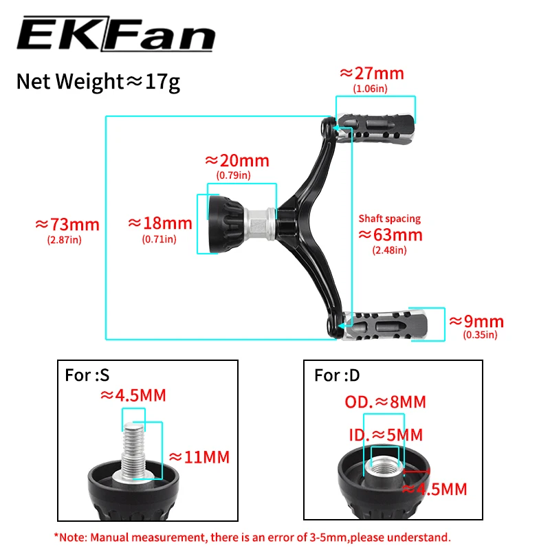Manivela de repuesto EKFan de aleación aluminio para spinning - imagen 3
