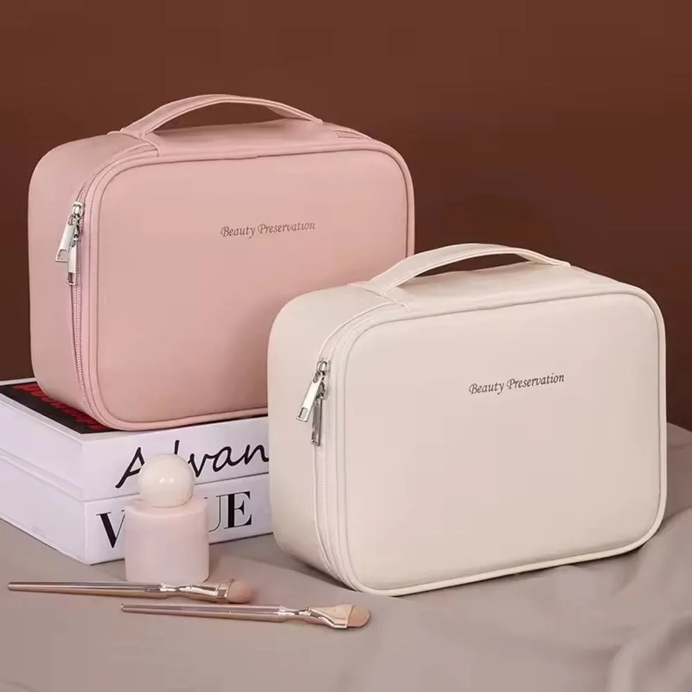 Bolsa de cosméticos impermeable doble capa con cierre y gran capacidad - imagen 5