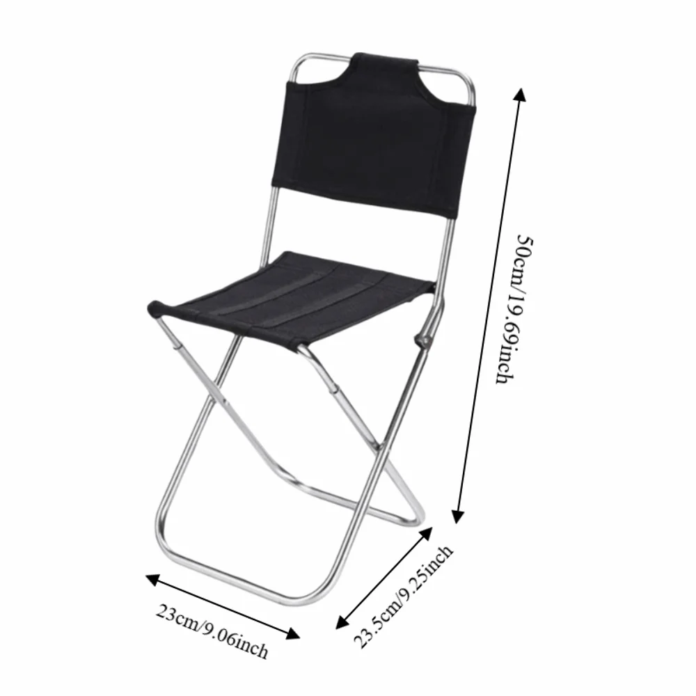 Silla de pesca plegable negra con respaldo