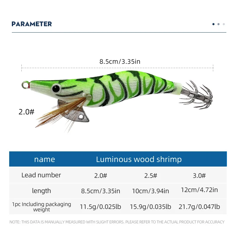 ShareShark señuelo pesca madera luminoso 3D camarón-calamar-pulpo - imagen 4