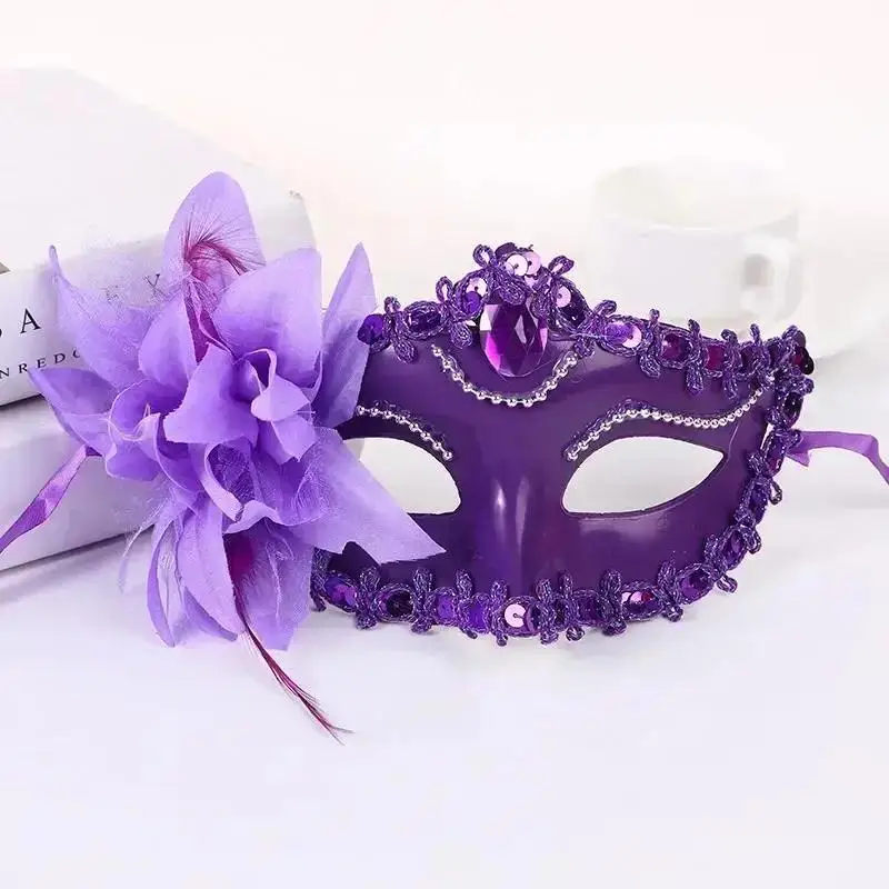 Máscara de encaje media cara con lirio para Halloween y cosplay - imagen 5