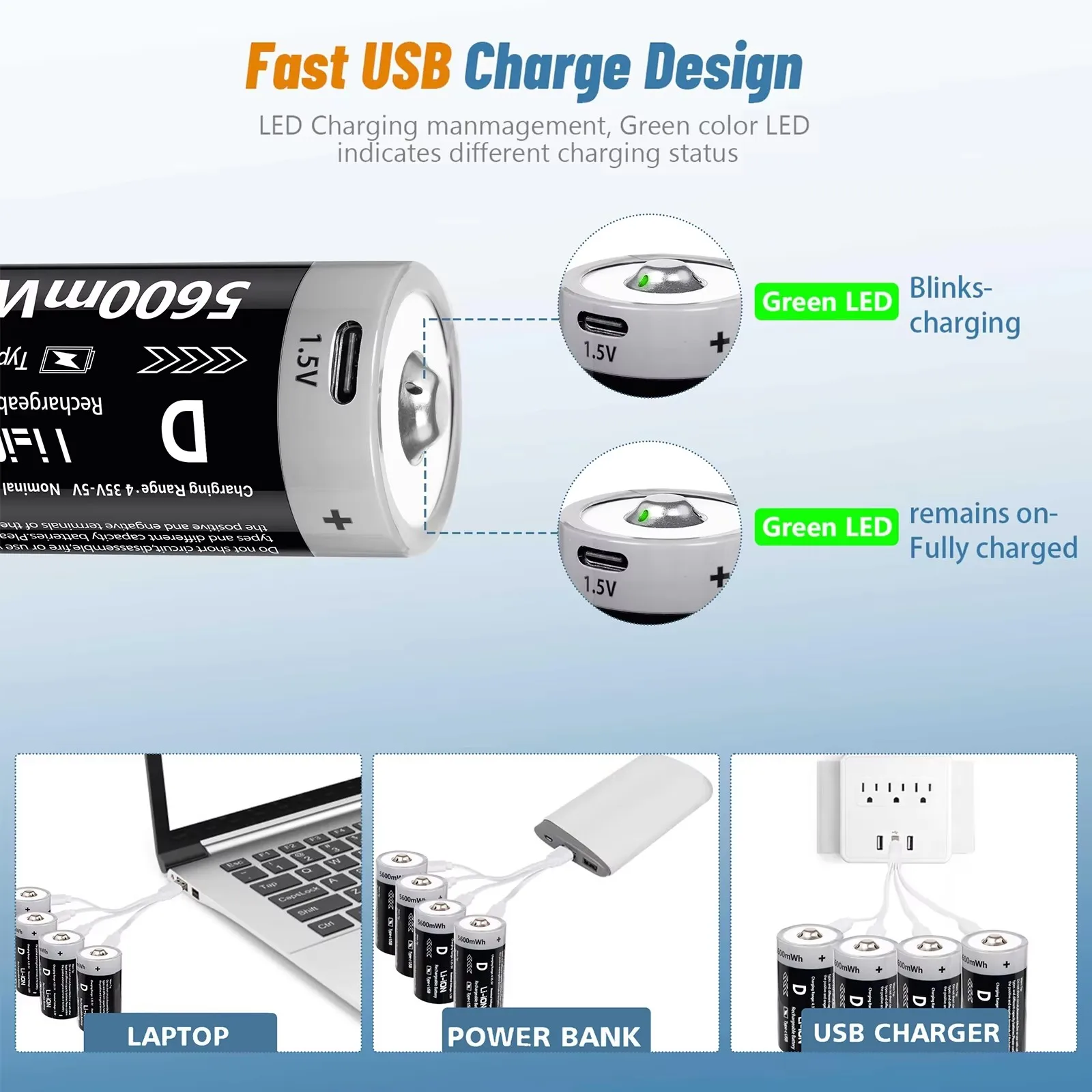 Indicador LED de carga verde fijo