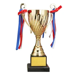 Trofeo metal dorado escultórico sin tapa, gran tamaño campeón