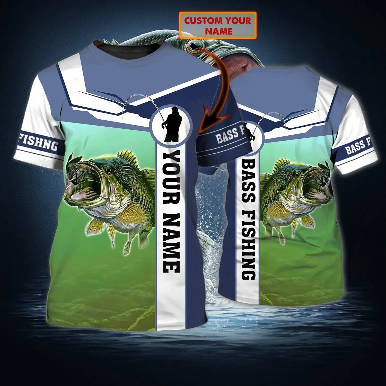 Camiseta personalizada 3D para pesca Bass TX257 – Manga corta Unisex