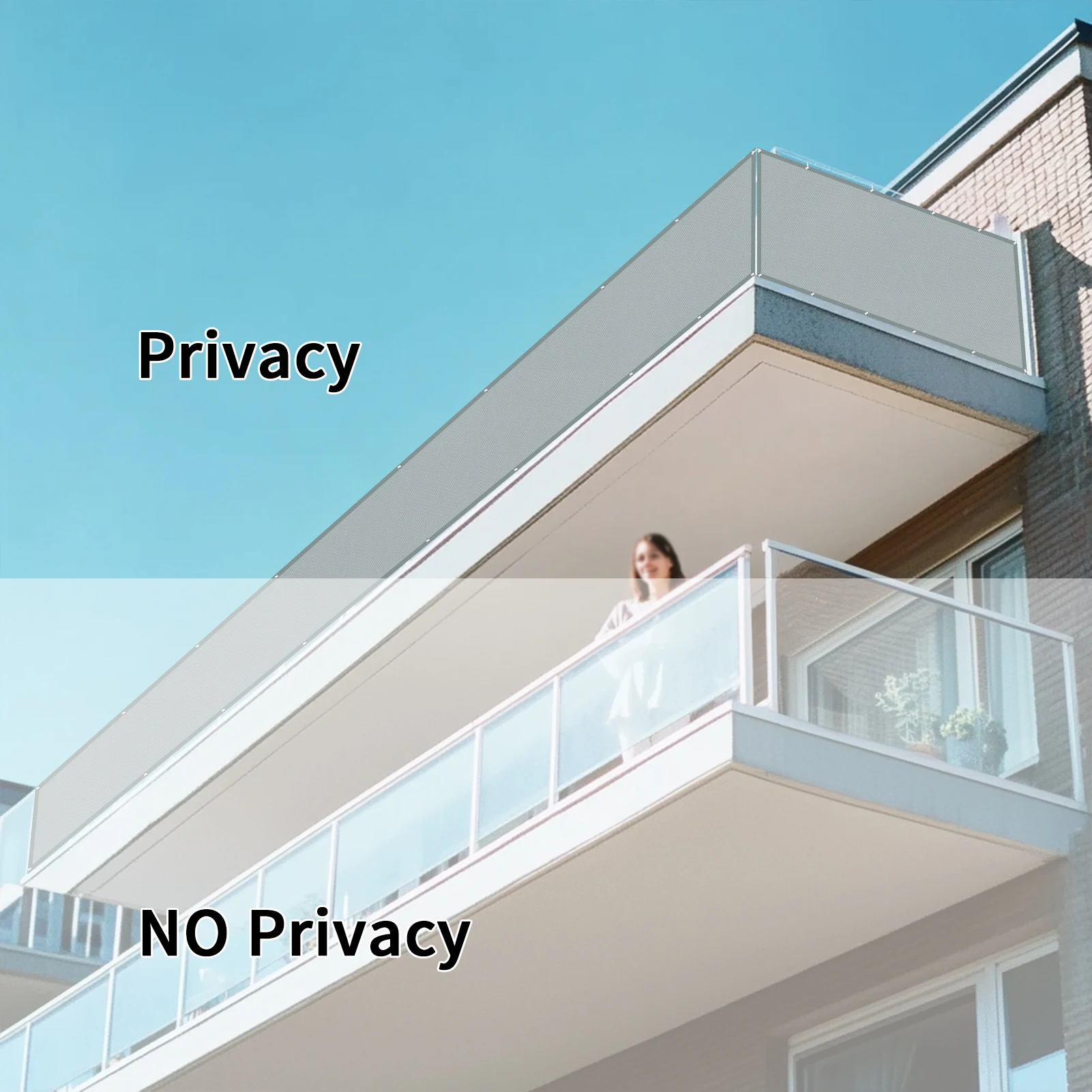 Malla de privacidad exterior impermeable UV con tela perforada - imagen 3