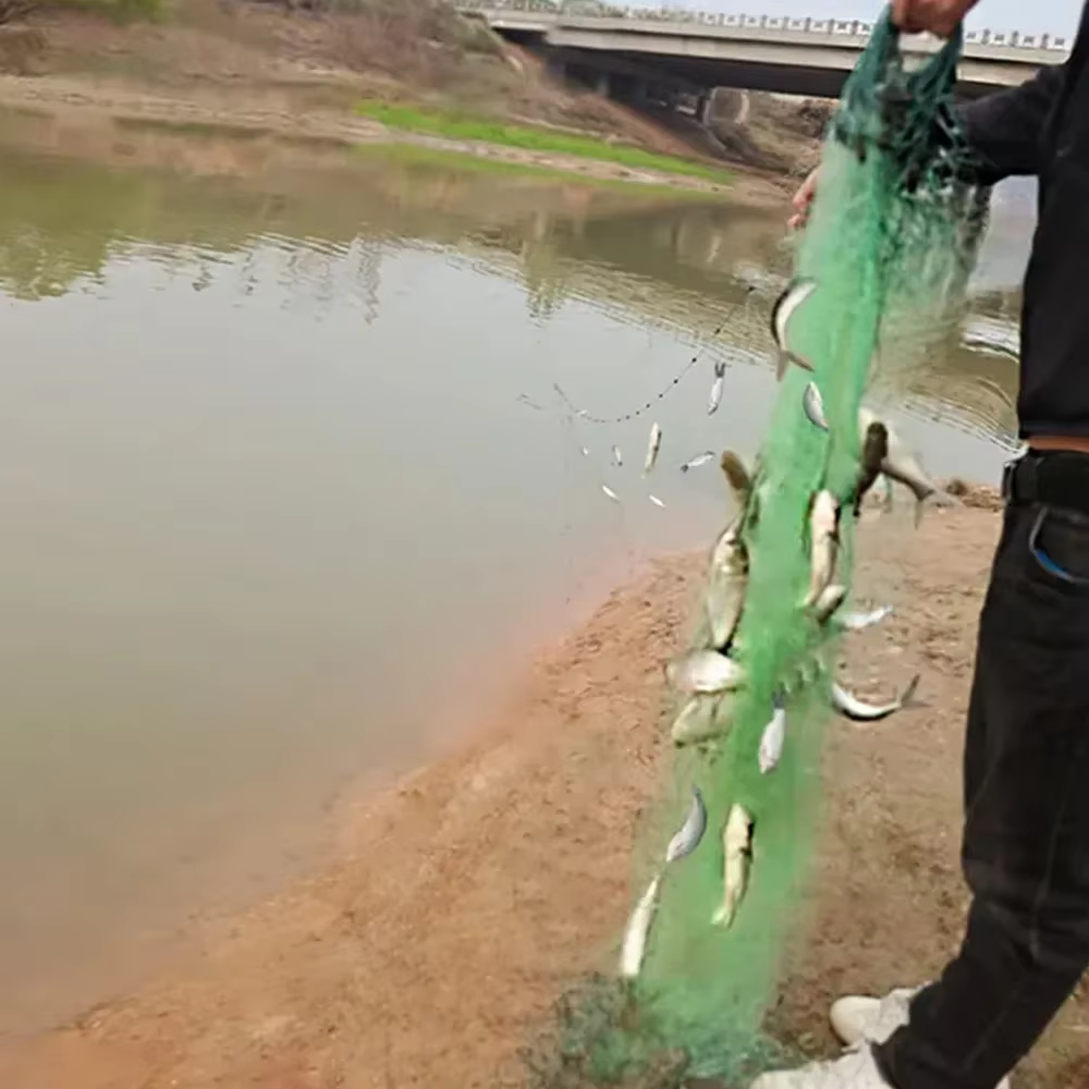 Red de pesca plegable de nylon verde multicapa - imagen 2