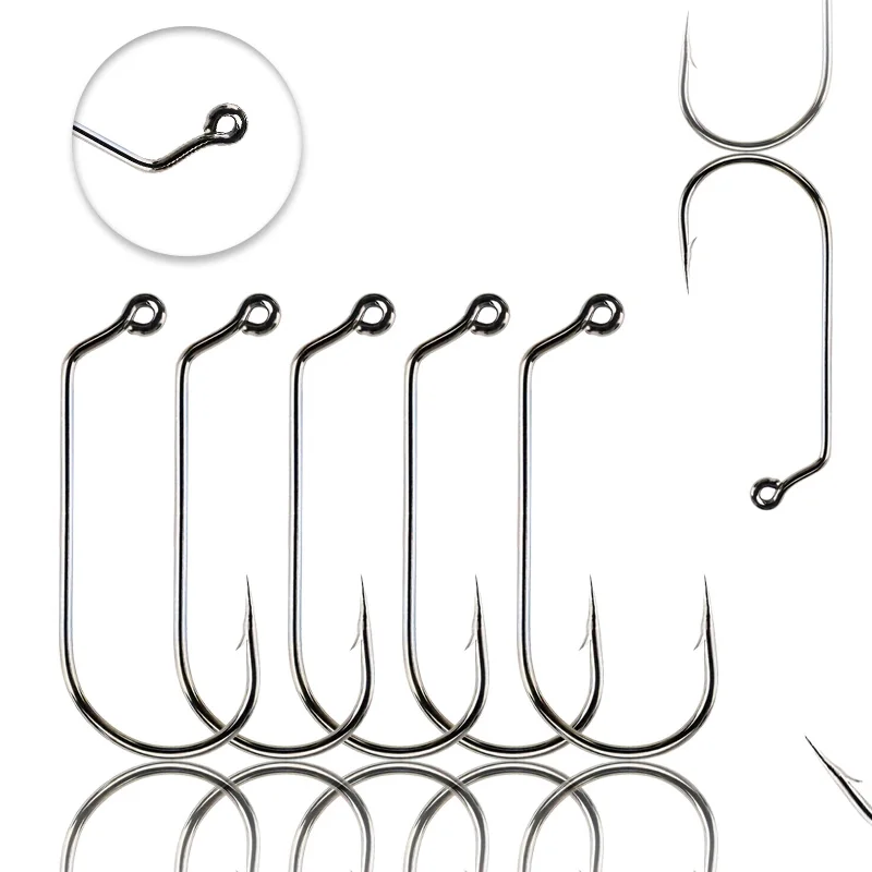 Anzuelos Jig Head de acero carbono, ojo compensado 60° para lubina