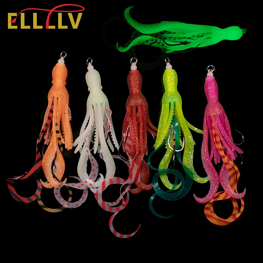 Elllv Señuelo Calamar Luminoso con Anzuelo de Asistencia para Pargo - imagen 3