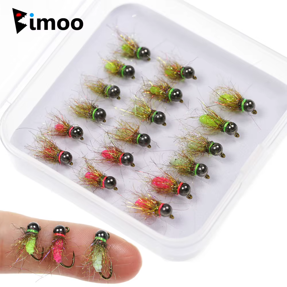 Bimoo Ninfa mosca Beadhead Jig con tungsteno para trucha de agua dulce - imagen 2