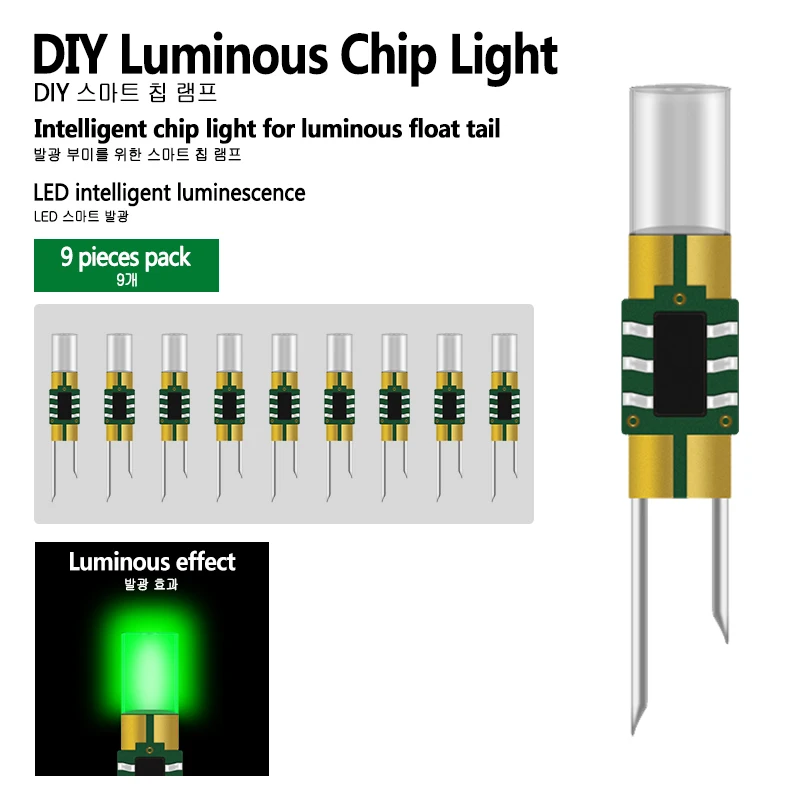 Kit de 9 chips luminosos para flotador de pesca electrónico