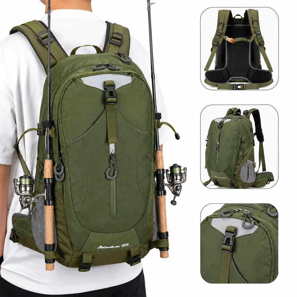 Mochila de pesca impermeable multifuncional con funda lluvia - imagen 4