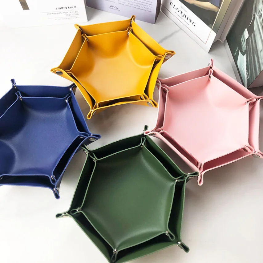 Bandeja de cuero hexagonal colores