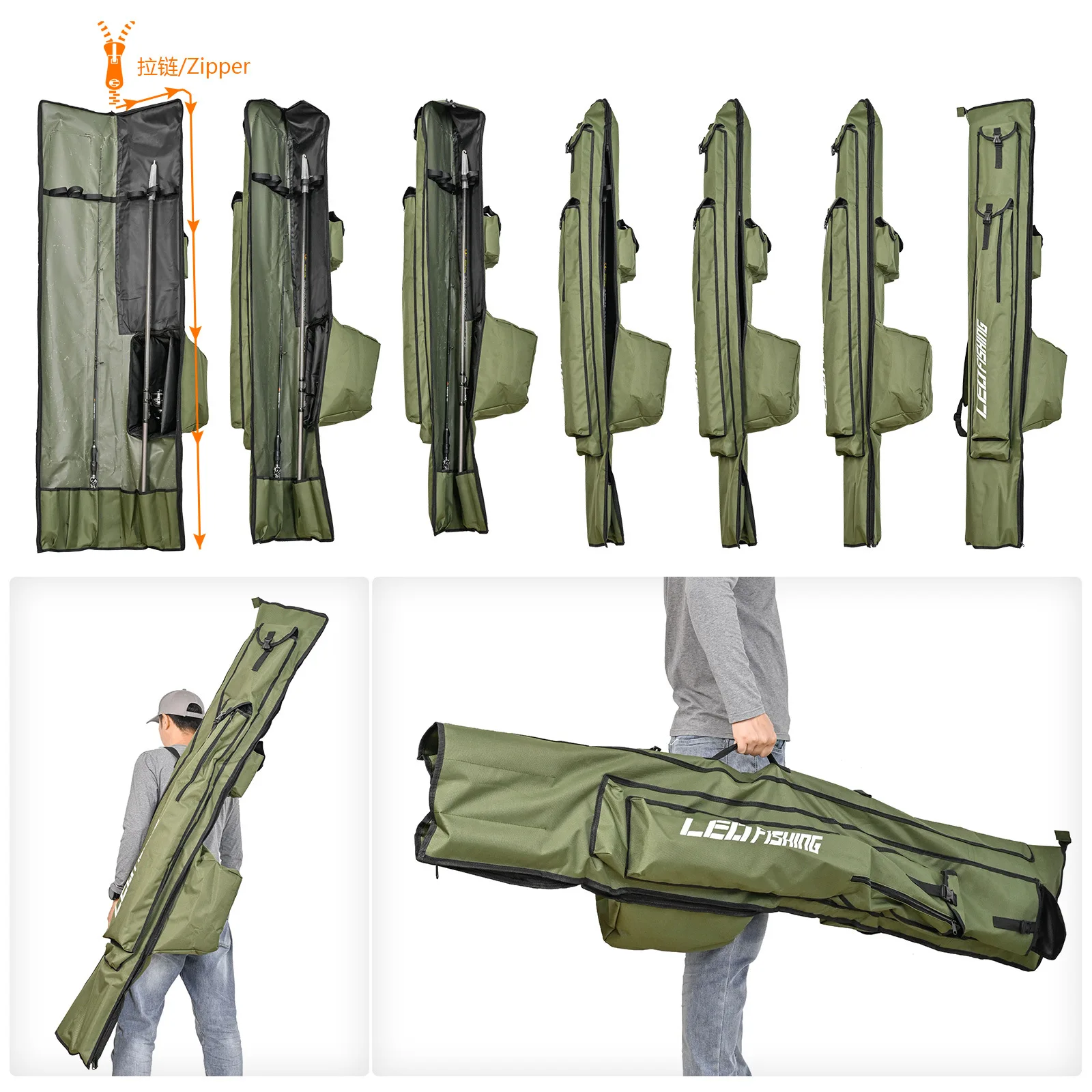 Bolsa larga para caña de carpa impermeable Oxford 1000D plegable - imagen 5
