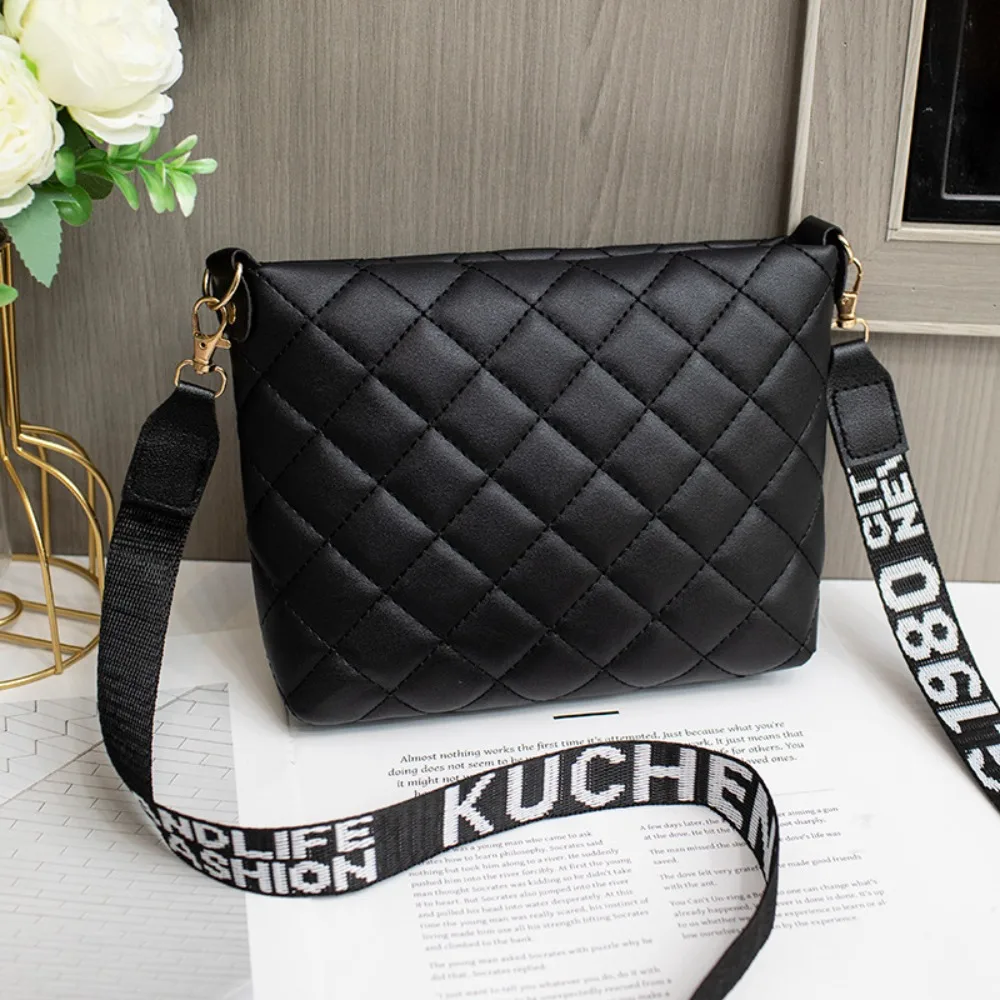 Bolso bandolera de cuero PU con bordado Lingge y correa impresa - imagen 4