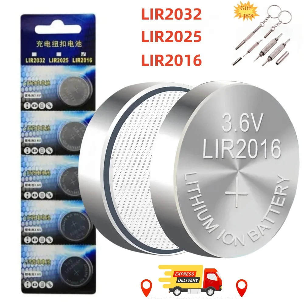 Pilas botón recargables LIR2032 3.6V – Compatibles CR2032 para reloj