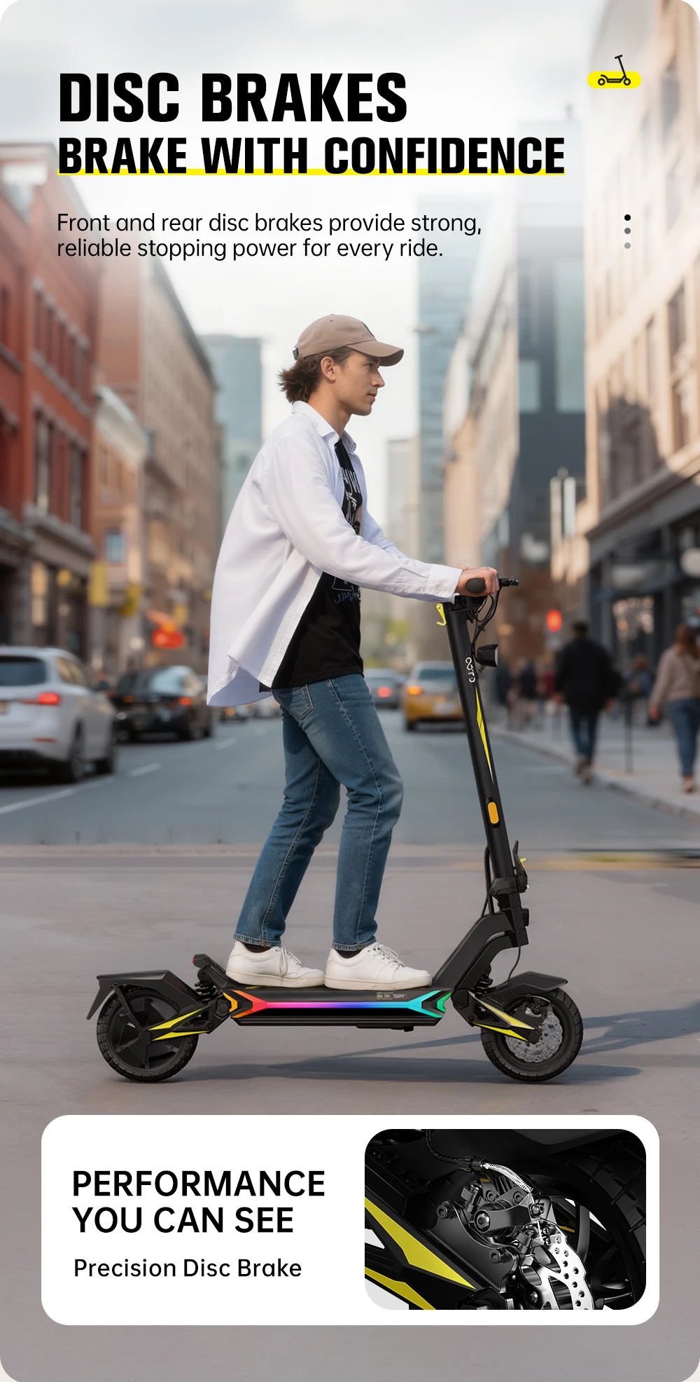 Scooter eléctrico OOTD SR1 con frenos de disco dobles y motor potente - imagen 3