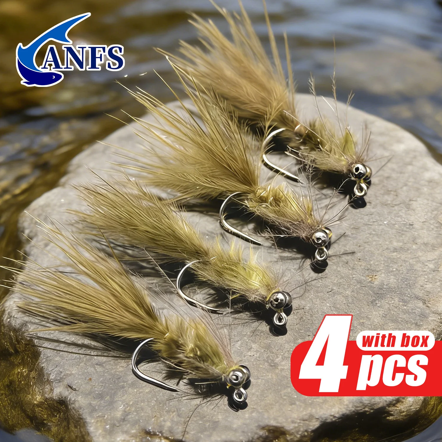 ANFS Moscas artificiales Olive Damsel – para pesca en agua dulce - imagen 2