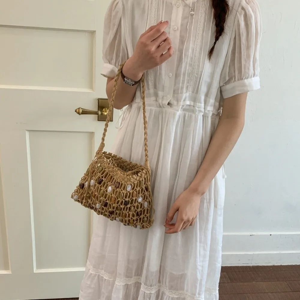 Bolso de hombro bohemio tejido con cuentas – gran capacidad veraniega - imagen 3