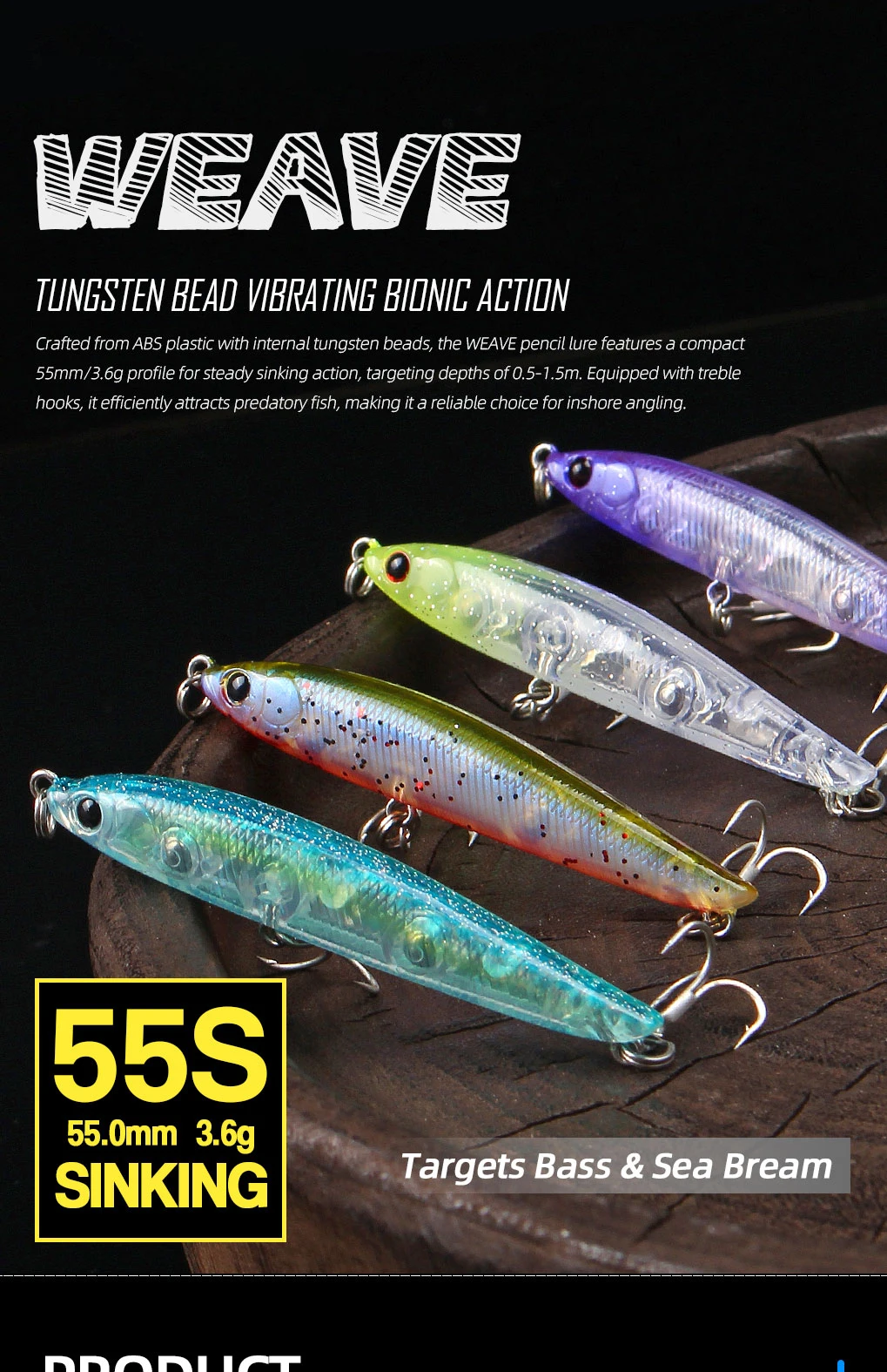 LETOYO sinking pencil 55 mm y 3,6 g