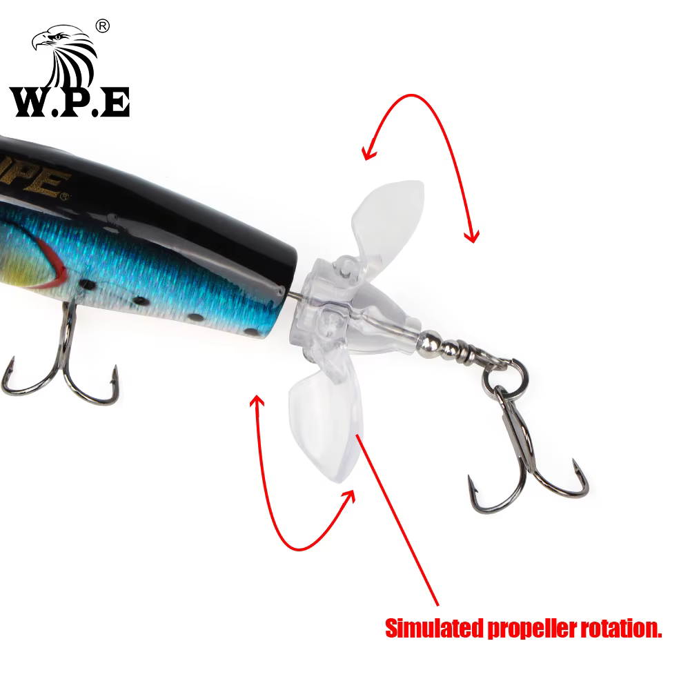 W.P.E Swimbait Cola Giratoria – Señuelo flotante anzuelo treble - imagen 5