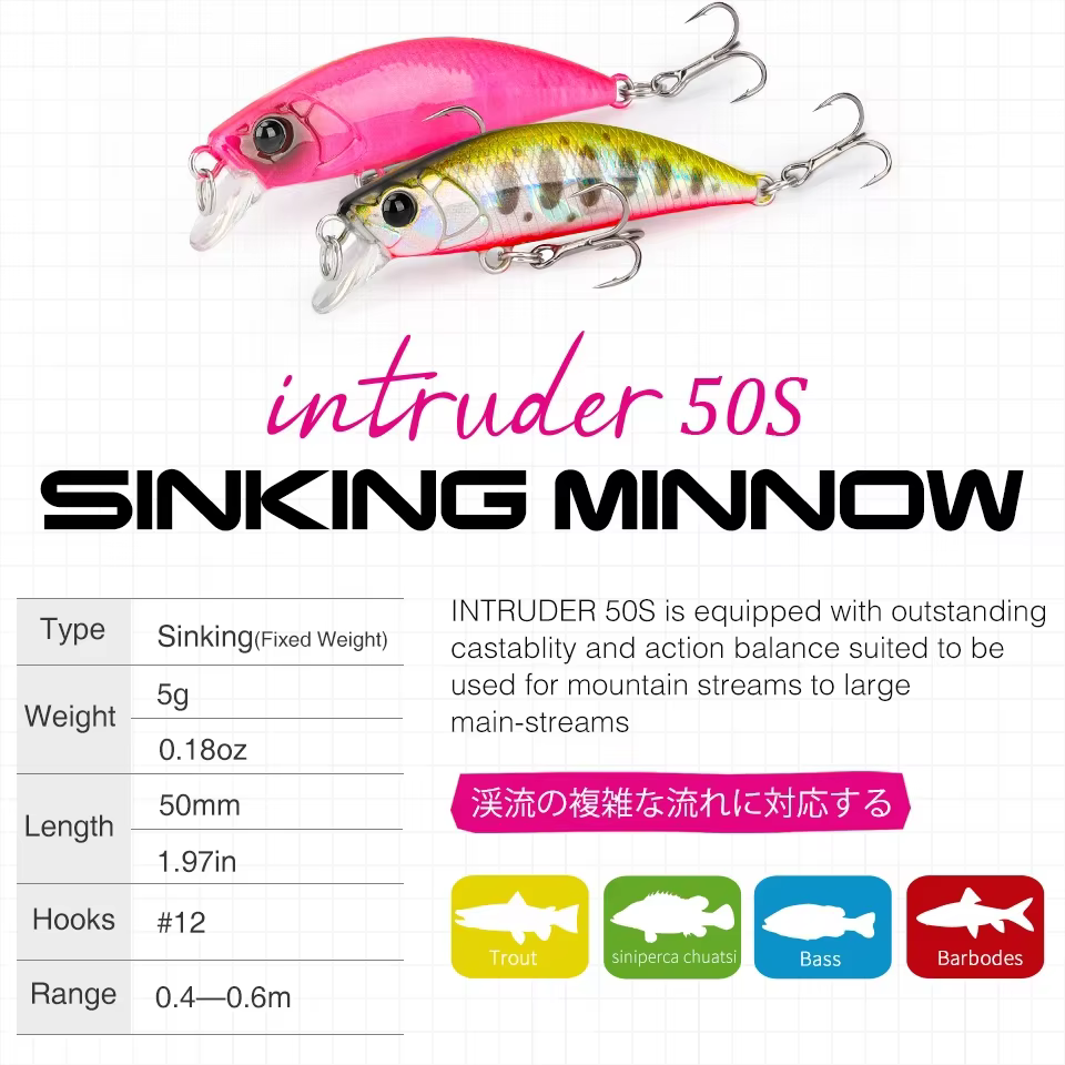 Jerkbait TSURINOYA 50S minnow para trucha - imagen 5