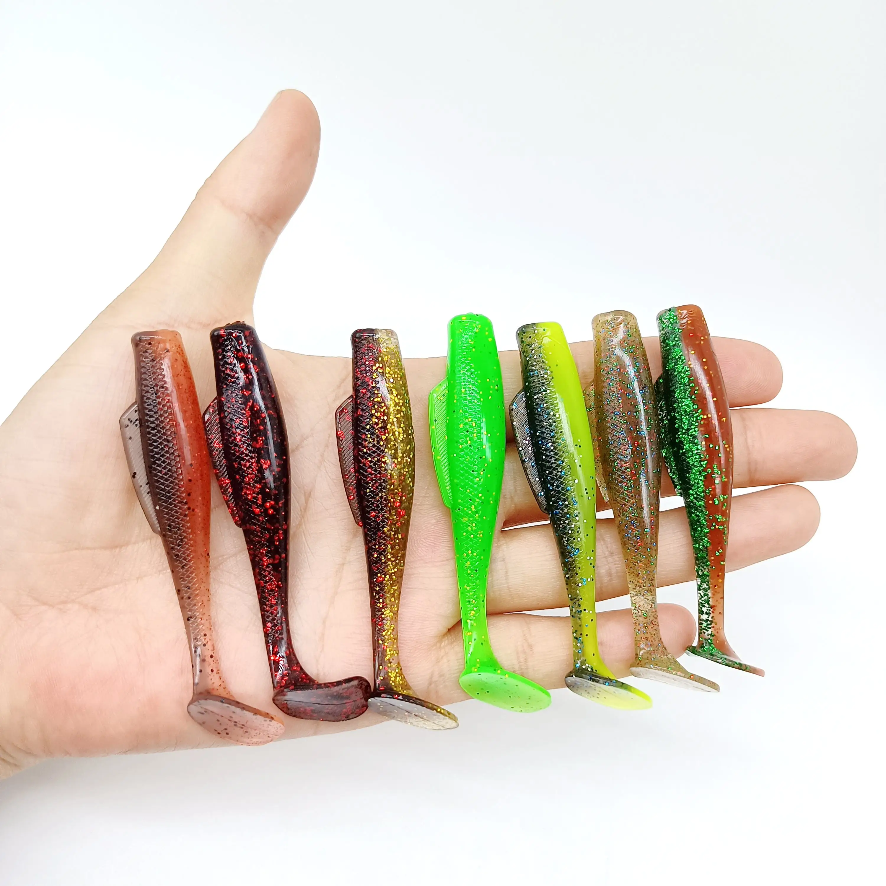 Set de 6 señuelos blandos DUODUOYU TPE 75mm en varios colores