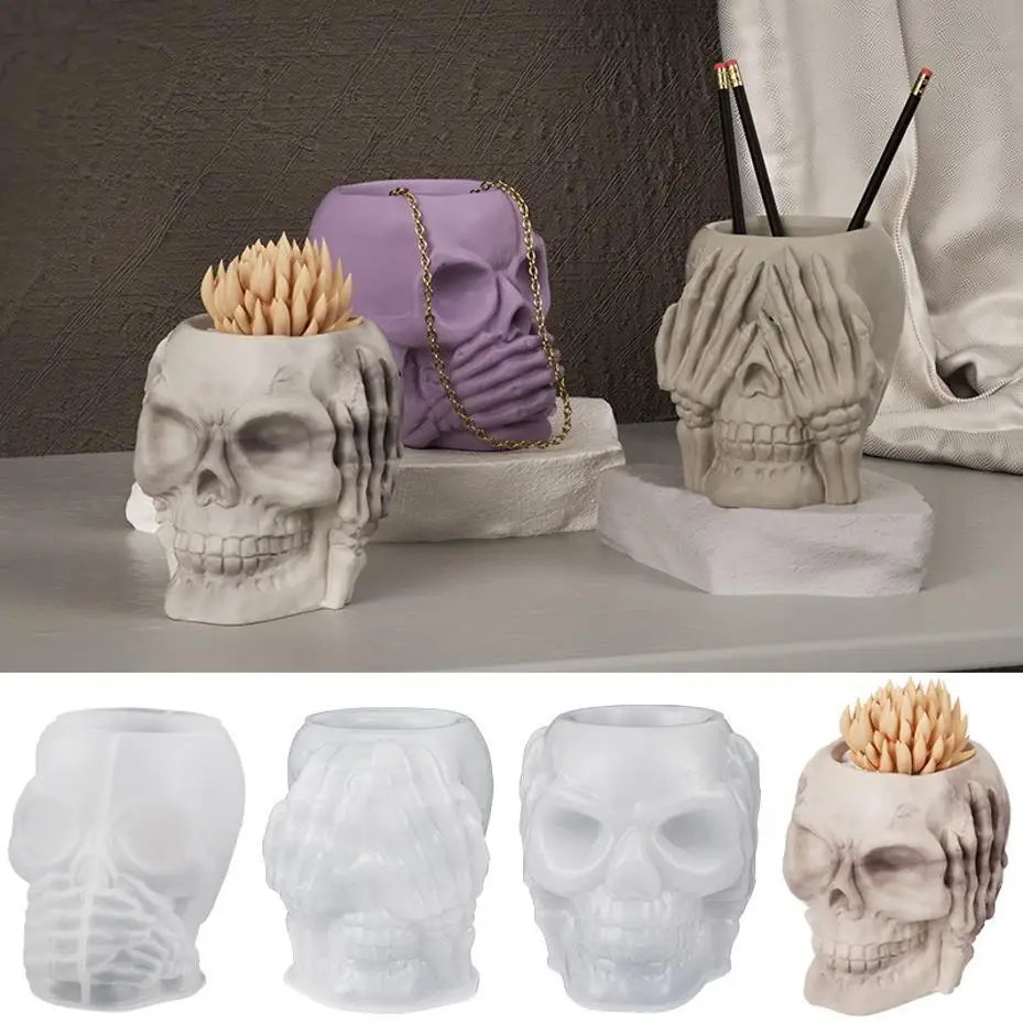 Molde de calavera y calabaza Halloween de silicona para resina epoxi - imagen 5