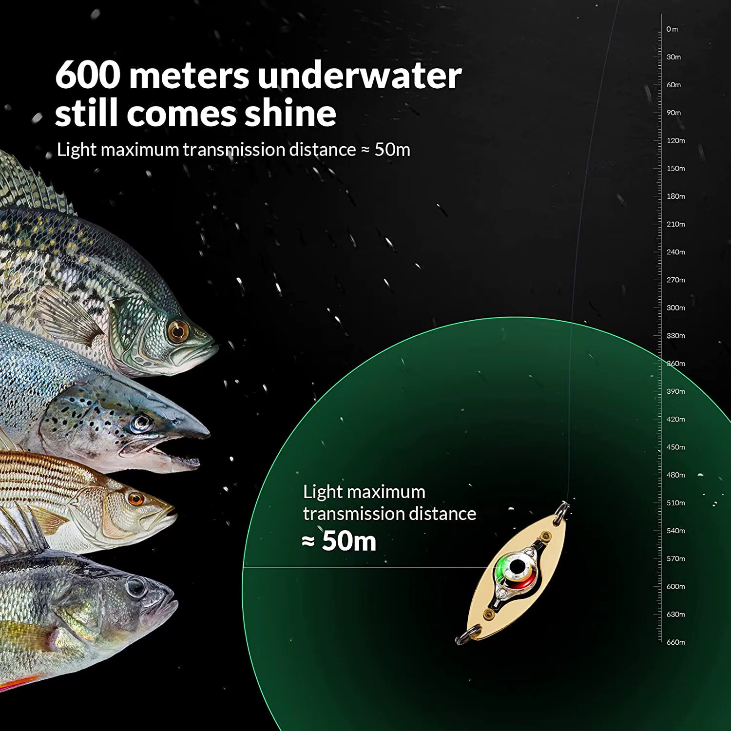 Señuelo de pesca con luz LED forma ojo subacuático - aparejo ligero - imagen 3
