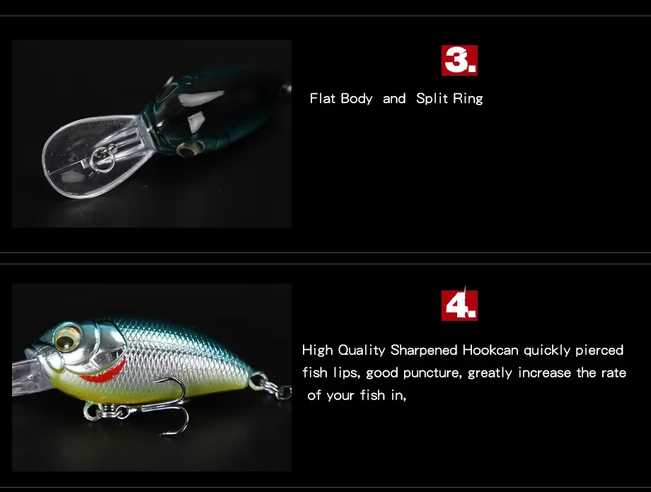 Crankbait flotante para lubina, señuelo duro de plástico