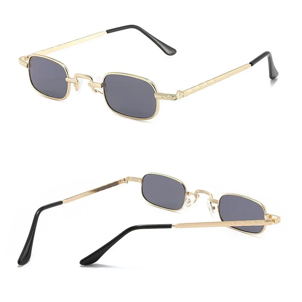 Gafas de sol retro rectangulares UV400 montura metálica Punk Vintage - imagen 3