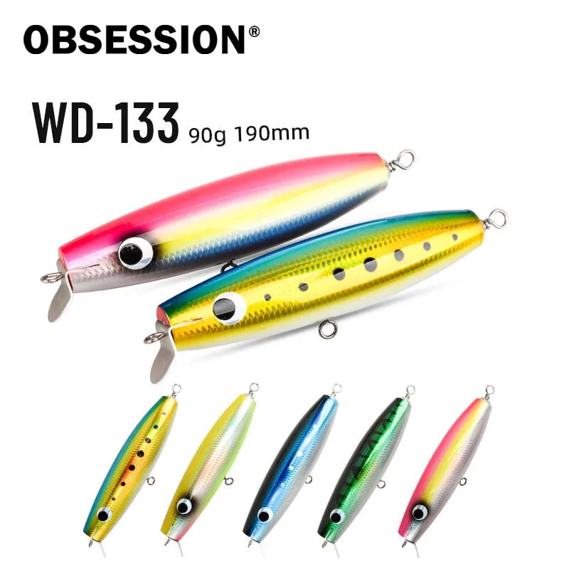 OBSESSION WD133 Popper de madera flotante y hundimiento agua salada