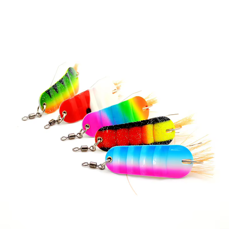 MUKUN Arco Iris Señuelo Cuchara Anti-colgante con Pluma - imagen 3