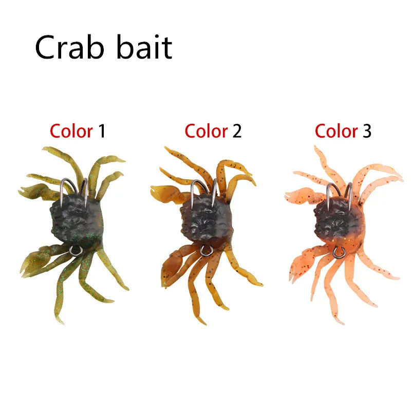 Vinilo imitación cangrejo con anzuelo anticorrosión para pesca en mar - imagen 3