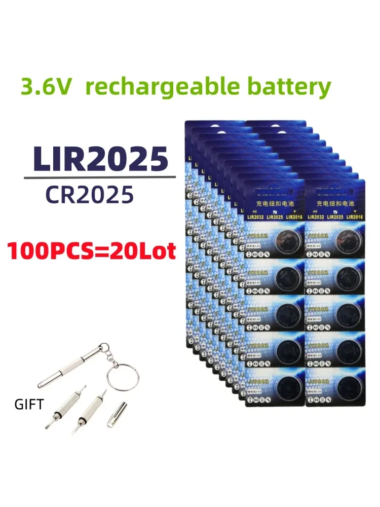 Batería recargable LIR2025 de litio 3,6V 35mAh para relojes