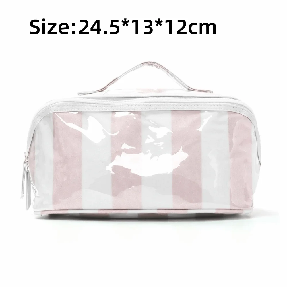 Bolsa de cosméticos transparente a rayas