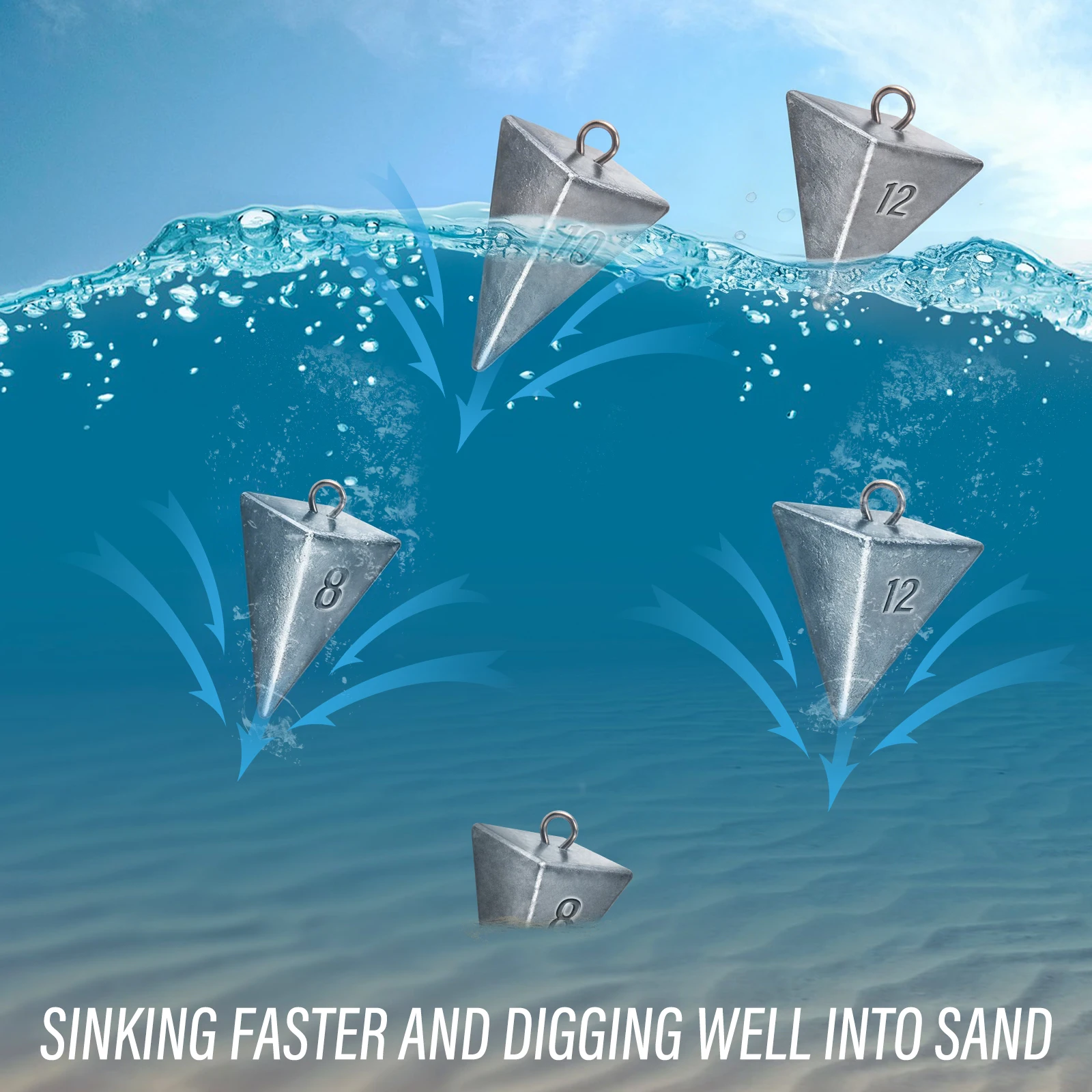 Plomos piramidales de plomo triangulares para surf en agua salada - imagen 3