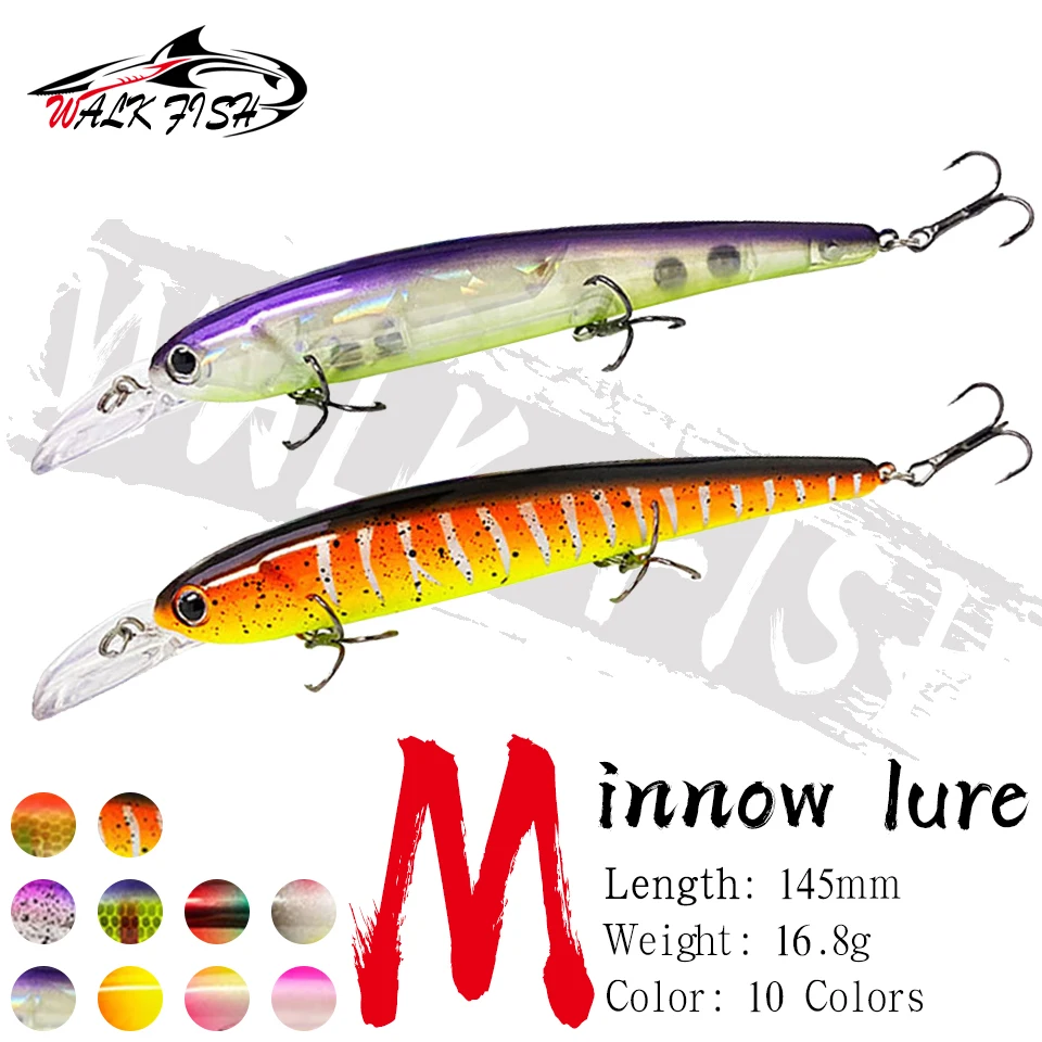 WALK FISH Wobbler Minnow flotante buceo profundo para trucha y lubina - imagen 4
