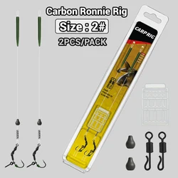 Ronnie Rig carpa: línea de carbono, perlas de tungsteno y anzuelos QC