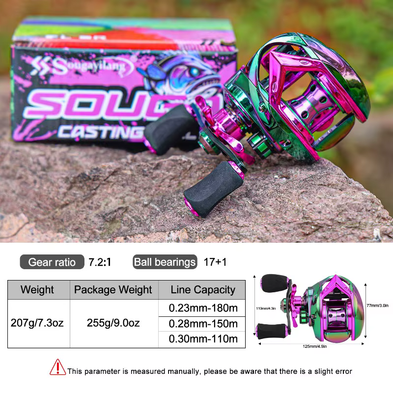 Carrete Baitcasting Sougayilang colorido – 7,2:1 con freno magnético - imagen 5