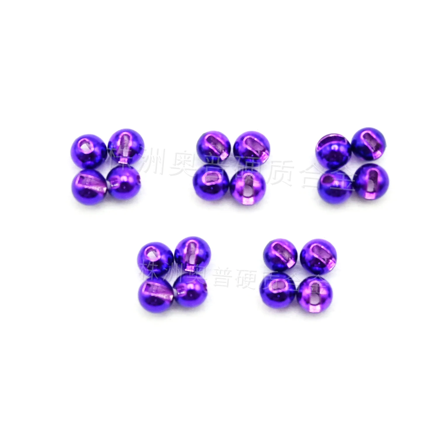 Cuentas ranuradas moradas metálicas para atar moscas ninfa Cyclops - imagen 2